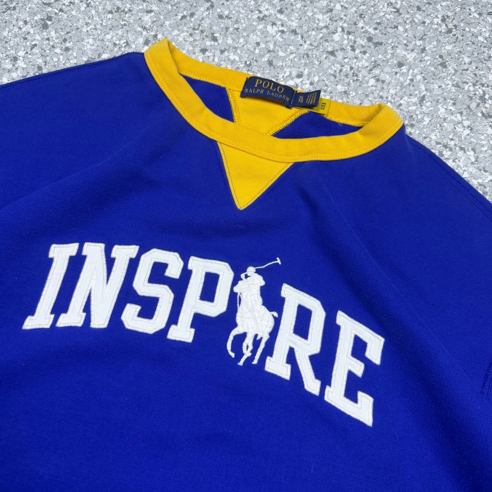 Polo Ralph Lauren Inspire Crew Neck Sweater Men's XL Blue Yellow Preppy Pony